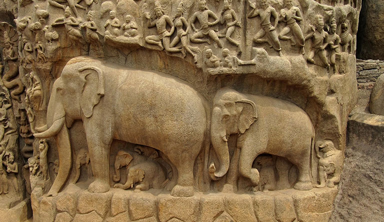 stone-carvings-mahabalipuram-tamil-nadu-india